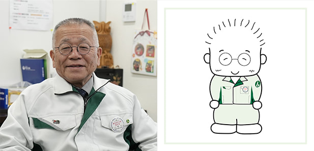 林グループ代表 林宗一とイメージキャラクター『ムネりん』